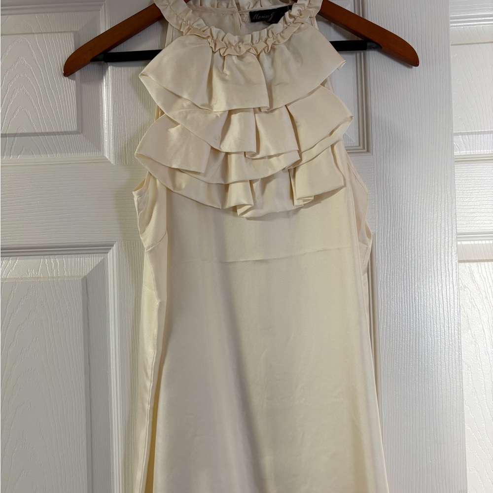 Marisa Christina Cream Ruffled Halter Blouse